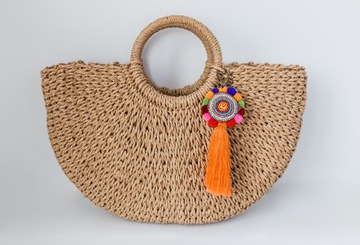 Плетеная сумка-корзина, сумка-шоппер из соломы из ротанга в стиле бохо