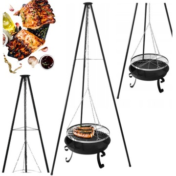 GRILL WĘGLOWY NA TRÓJNOGU PALENISKO OGRODOWE