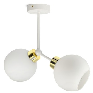 Lampa Wisząca Sufitowa Żyrandol Biała Szklane Kule White Glass D2 LED E27
