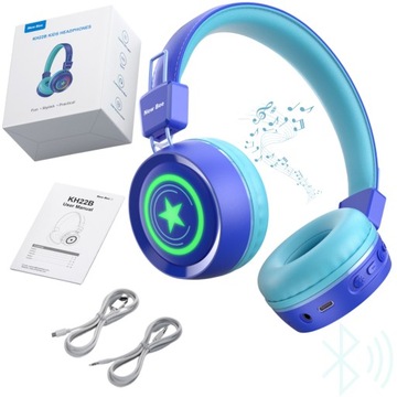 NEW BEE SŁUCHAWKI SKŁADANE DZIECI BEZPRZEWODOWE LED BLUETOOTH 5.0 + GRATIS