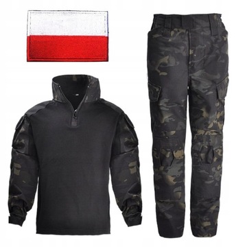 Wojskowy Mundur Taktyczn Dziecko + Polska Flaga