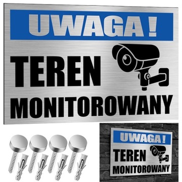 NIERDZEWNA Tabliczka UWAGA! TEREN MONITOROWANY Kamera 30x20 Aluminium