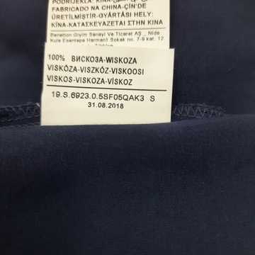 Bluzka luźna granatowa koszulka BENETTON wiskoza S