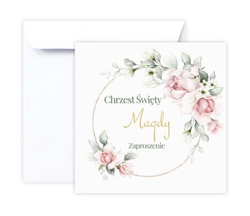 Zaproszenia Na Chrzest z kopertą + Imię Dziecka Personalizowane