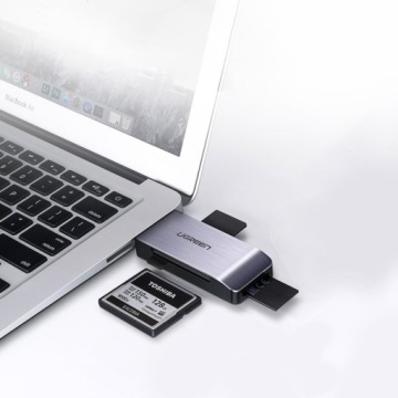 USB-адаптер UGREEN 4в1, устройство чтения карт SD + microSD CM180 - серебристый