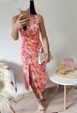 NOWA sukienka maxi w kwiaty drapowana Shein 36 S