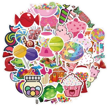 NAKLEJKI WLEPY STICKER BOMB MIX SŁODYCZE 50 szt