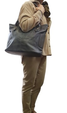Torebka shopperka damska pojemna 2 komory torba kuferek do ręki na ramię