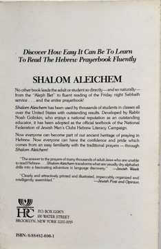Shalom Aleichem: Learn to Read the Hebrew Prayerbo