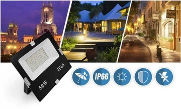 HALOGEN 50W 4020LM REFLEKTOR LAMPA LED IP66 6000K ZEWNĘTRZNY WODOODPORNY