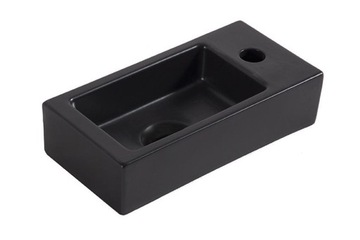 Umywalka mała 36x18cm XS RHEA,czarna matowa, prawa