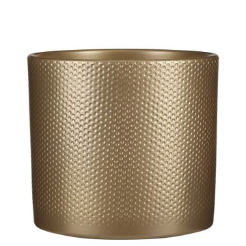 DONICZKA ceramiczna złota Ø19,5 donica osłonka cylinder złota wytłaczana