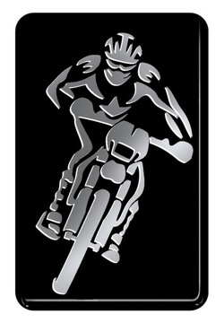 Naklejka niklowana MOTOCYKLISTA żywica