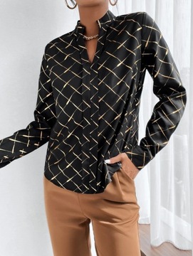 ЭЛЕГАНТНАЯ МОДНАЯ ЖЕНСКАЯ БЛУЗКА, РУБАШКА, ПРИНТ L