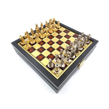 Ekskluzywne szachy metalowe Dynastia Macedońska - Szachownica 20x20cm -