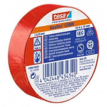 TESA 53988 CZERWONA taśma izolacyjna 15mm x 10m