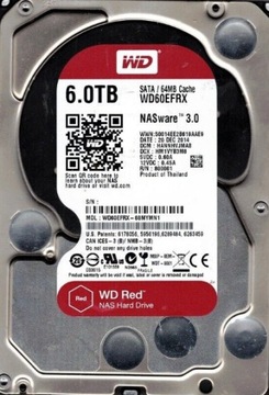 Uszkodzony Dysk Twardy Western Digital Red WD60EFRX 6TB SATA III 3,5