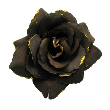 Broszka / gumka kwiat brązowy ze złotymi elementami