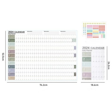 New 2024 Calendar Planner Sheet Kawaii Wall Hanging Calendar Yearly