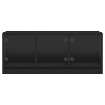 vidaXL Шкаф под телевизор со стеклянными дверцами, черный, 102x37x42 см