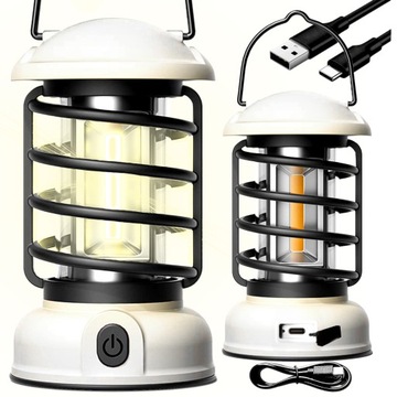 LAMPA KEMPINGOWA TURYSTYCZNA OGRODOWA LED AKUMULATOROWA USB C ZAWIESZANA B