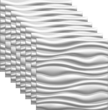 BIAŁY KASETON SUFITOWY EFEKT 3D FLOW PANEL ŚCIENNY BIEL FALE - ZESTAW 2m2