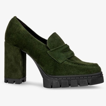 КОЖАНЫЕ МОКАСИНЫ ЖЕНСКИЕ НА КАБЛУКЕ, МОДНЫЕ, НОВЫЕ, 40-е годы.