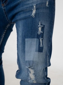 SPODNIE JEANSOWE MĘSKIE Z Uszkodzeniami MODNE Skinny Niebieskie i8 Denim 36