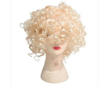 BLOND PERUKA NA IMPREZE KRĘCONE WŁOSY BLONDYNKA