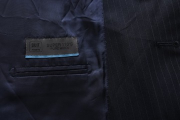 SUITSUPPLY granatowa marynarka męska w prążek wełna Super 110 r. 52