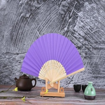 Fioletowy 1Pc papier bambusowy składany wentylator