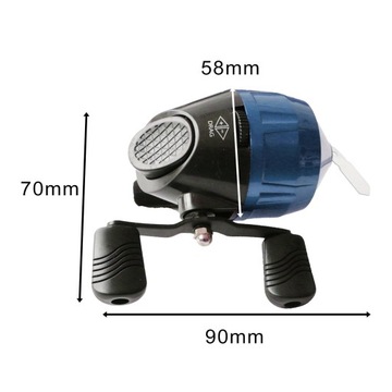 Рыболовная катушка с синей одинарной ручкой, кнопочный дизайн лески