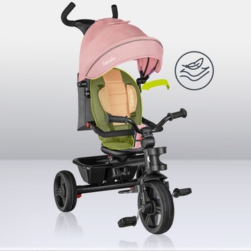 ТРЕХКОЛЕСНЫЙ ВЕЛОСИПЕД 2в1, ПОВОРОТНЫЙ, РЕГУЛИРУЕМЫЙ, С КОЗЫРЕКОМ LIONELO HAARI