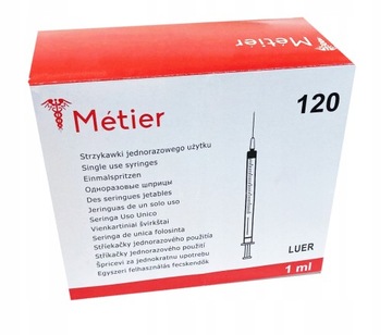 Strzykawka Metier tuberkulinowa 120szt Strzykawka 1ml tbc z igłą 0,6 x 25mm