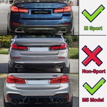 Задний диффузор-вставка для BMW 5 серии G30, G31, M Performance Package, глянцевый, M5Look