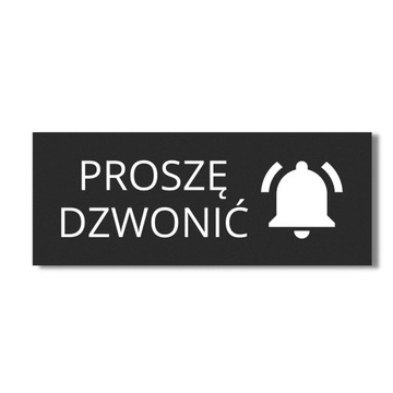 SZYLD TABLICZKA DZWONEK 20x10CM UV WZORY ALUMINIUM CZARNY MAT PIKTOGRAM