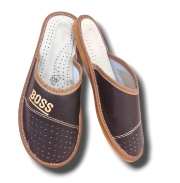 Мужские кожаные тапочки, размер 40, коричневые слипоны, размеры 40–46