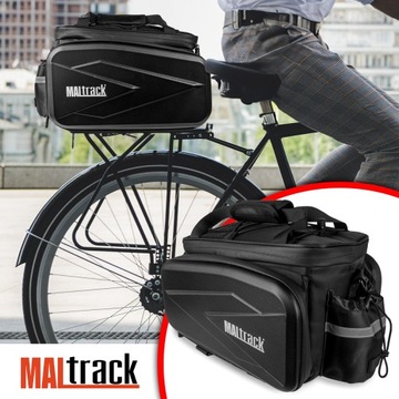 ВЕЛОСИПЕДНАЯ СУМКА ДЛЯ БАГАЖНИКА, БОЛЬШАЯ, 10 Л, С РЕМНЕМ, ВОДОНЕПРОНИЦАЕМАЯ, 3 ОТДЕЛЕНИЯ