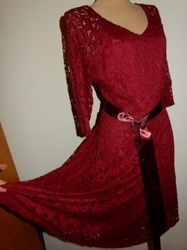 LA ORCHID nowa koronkowa sukienka wiśniowy kolor r.42~falek18
