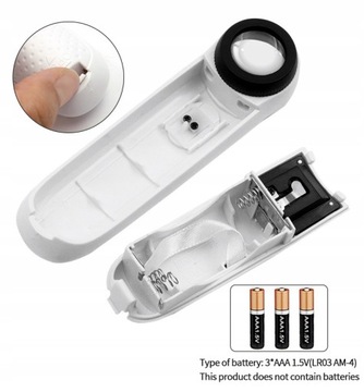 PROFESJONALNA LUPA POWIĘKSZAJĄCA 40x 21mm PODŚWIETLENIE 2x LED