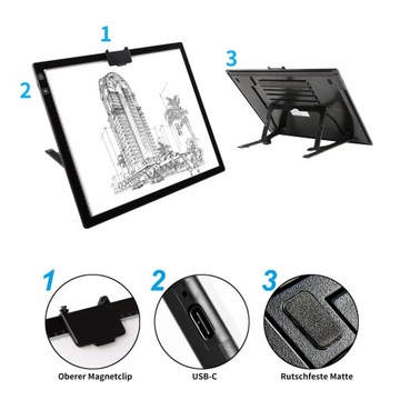 Wireless Lightpad A3 со встроенным держателем и верхним зажимом Черный