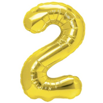 Balon foliowy cyfra 2 złoty kolor 40 cali