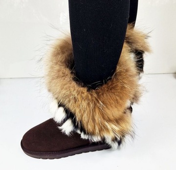 КОРИЧНЕВЫЕ КОЖАНЫЕ СНЕЖНЫЕ БОТИНКИ БОТИНКИ НА МЕХЕ 38