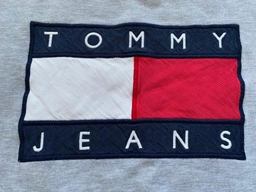 TOMMY HILFIGER JEANS TH BLUZA BIG LOGO SZARA CREWNECK XS