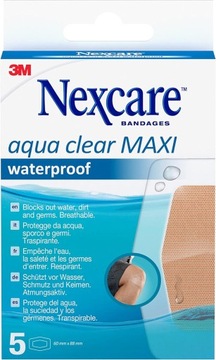 Plastry wodoodporne mocne MAXI 60mm x 88mm 5 sztuk Nexcare 3M