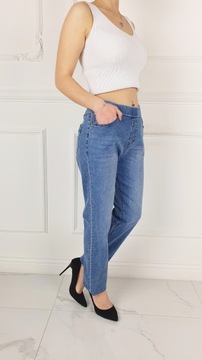 *DAMSKIE SPODNIE JEANSOWE w GUMKĘ Plus Size Blue*