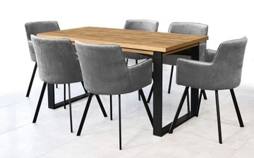 ZESTAW Stół 80x150/190 + 6 krzeseł LOFT INDUSTRIAL