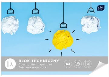 Blok techniczny biały A4 170 g szkolny biurowy 10 grubych kartek Interdruk