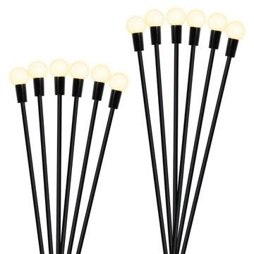 Солнечная лампа, черная, 6xLED, шарики, теплый белый, 70 см