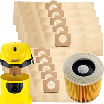 10x WORKI + FILTR DO KARCHER WD3 WD 3 200 MV3